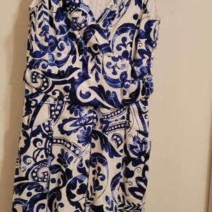 Lauren Ralph Lauren Dress Womens Size 4 Blue A-Line Floral Watercolor Pockets